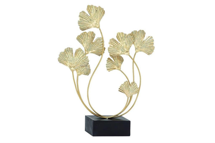 Gold Metal Modern Floral and botanical Sculpture, 18