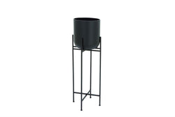 Black Metal Indoor Outdoor Planter with Removable Stand 12" X 12" X 42"