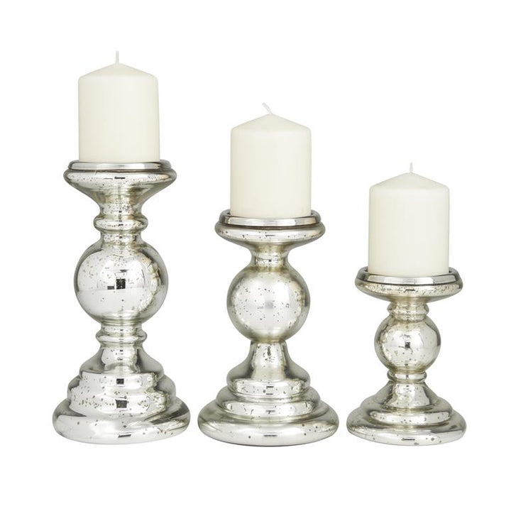 Silver Glass Glam Candle Holder, Set of 3 10