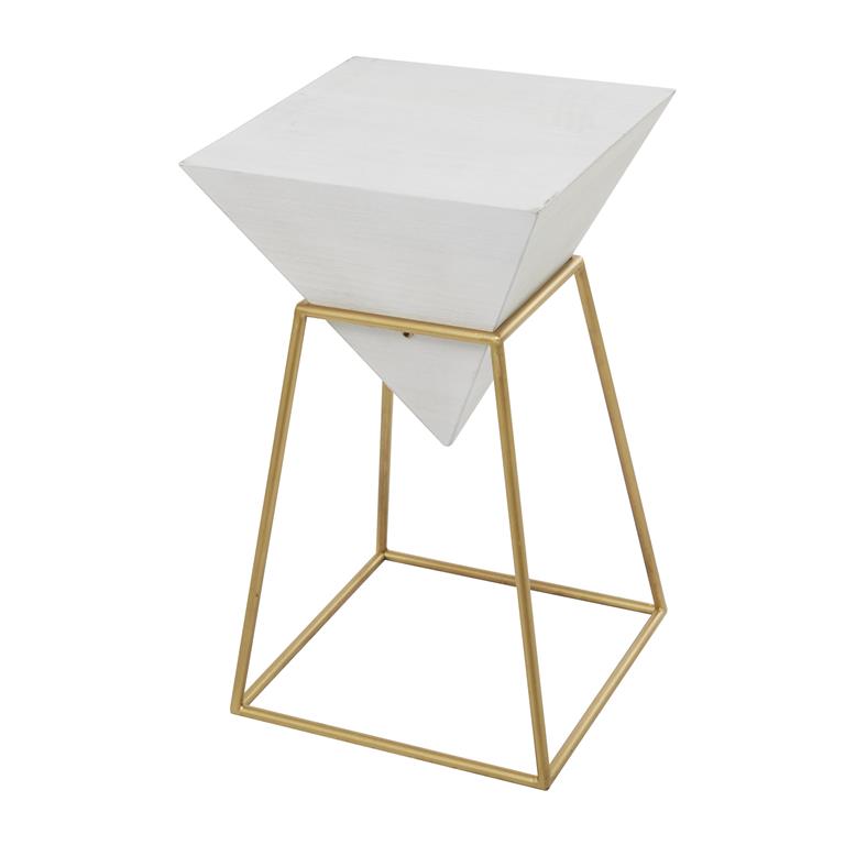 Gold Wood Modern Accent Table, 20" x 17" x 24"