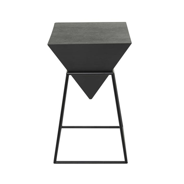 Black Wood Geometric Inverted Pyramid Accent Table with