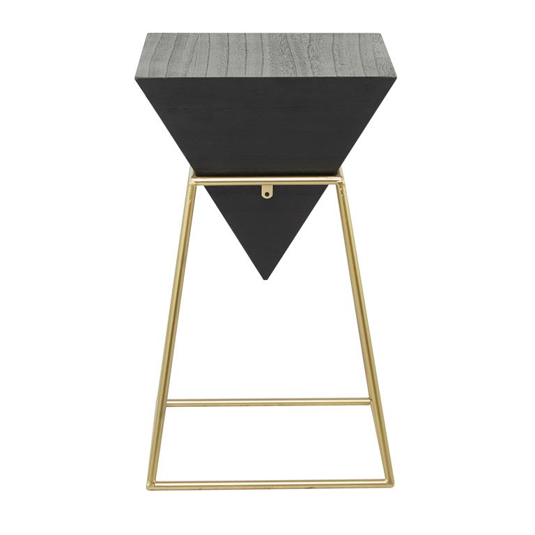 Black Wood Modern Accent Table, 15" x 15" x 24"