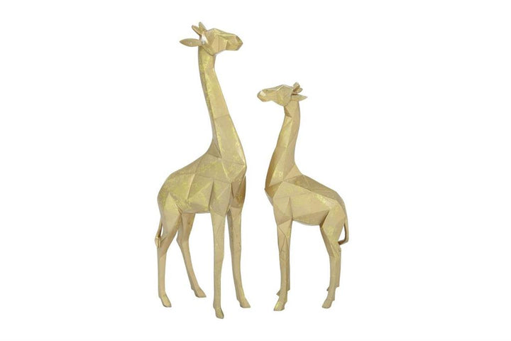 CosmoLiving by Cosmopolitan Gold Polystone Modern Giraffe Sculpture, Set of 2 12