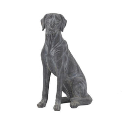 Dark Grey Magnesium Oxide Modern farmhouse Dog Garden Sculpture, 10" x 17" x 25"