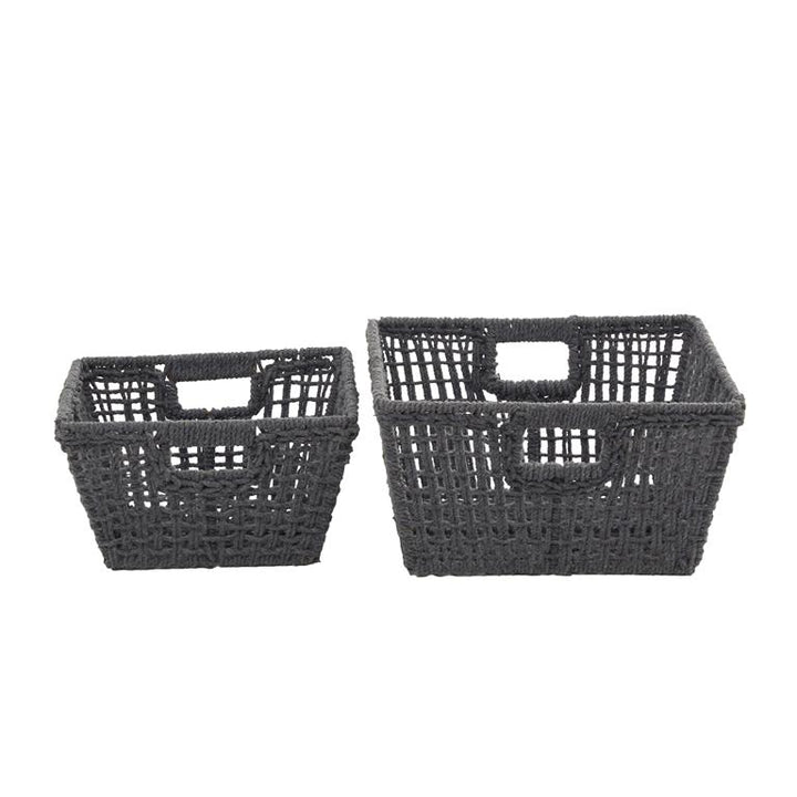 Grey Cotton Bohemian Storage Basket, LARGE 9