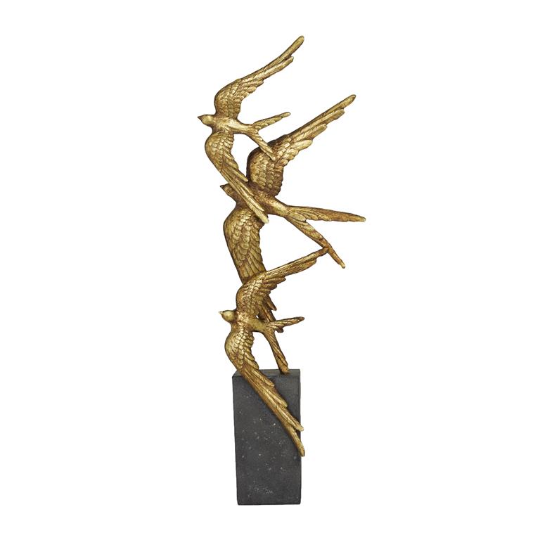 Gold Polystone Modern Bird Sculpture, 8" x 4" x 21"