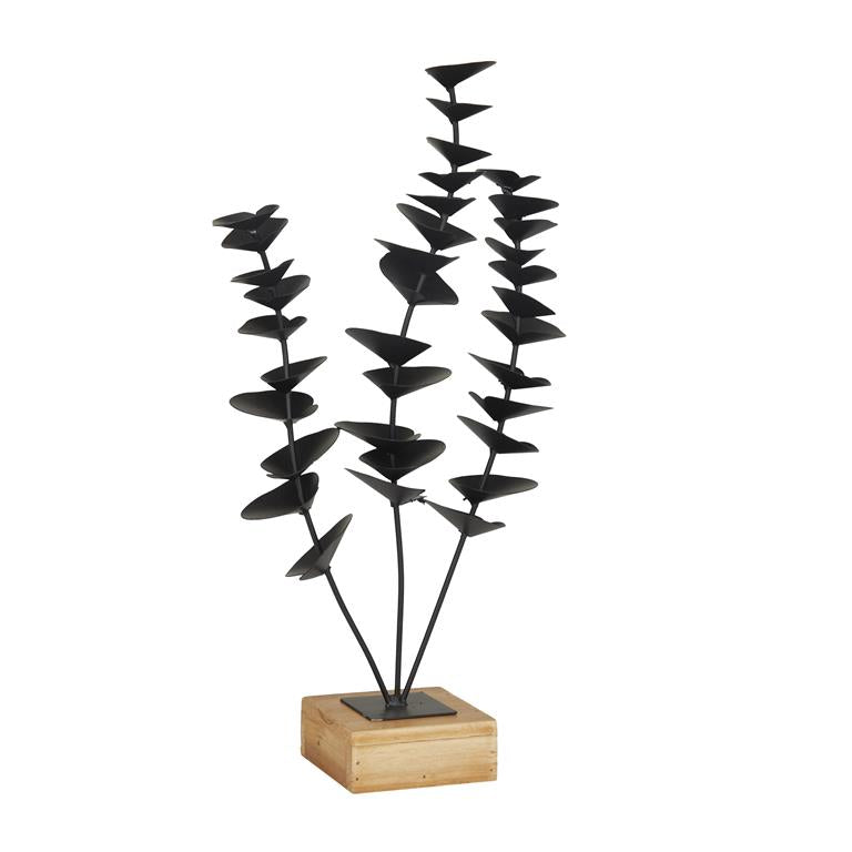 Black Metal Contemporary Nature Sculpture, 9" x 4" x 18"