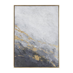 Gold Canvas Contemporary Abstract Framed Wall Art, 48" x 2" x 65"