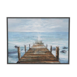 Blue Wood Nautical Boardwalk Framed Wall Art, 47" x 2" x 36"