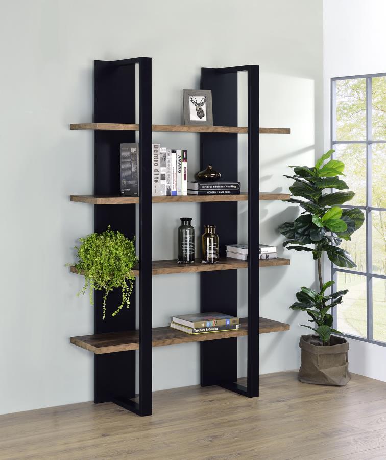 BOOKCASE BLK/AGED WALNUT