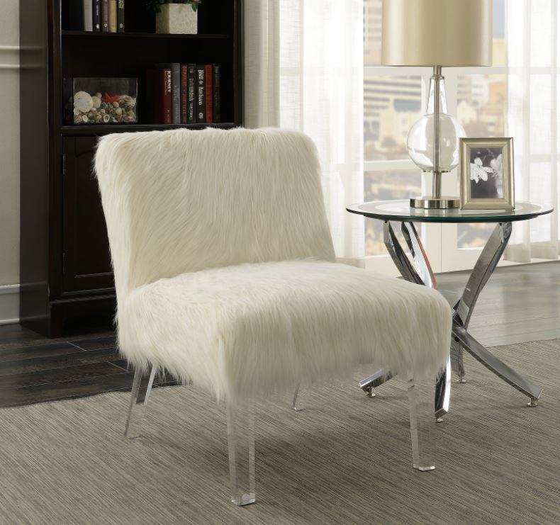 FAUX FUR SILLÓN DECORATIVO BLANCO CON ACRÍLICO