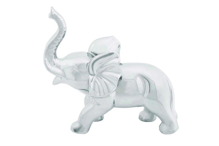 Silver Porcelain Eclectic Elephant Sculpture, 12