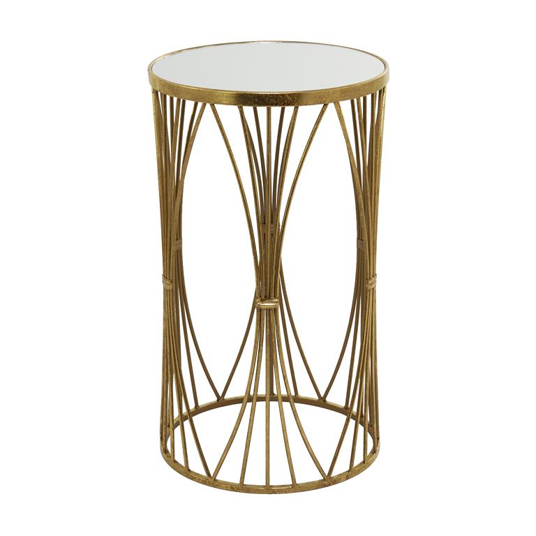 Gold Metal Contemporary Accent Table, 14" x 14" x 24"