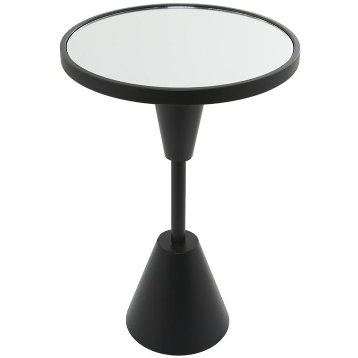 Black Metal Contemporary Mirrored Accent Table, 16