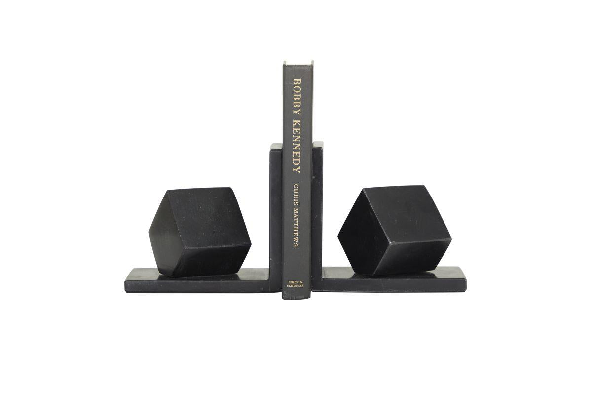 MRBL BOOKEND BLK PR 6"W, 6"H