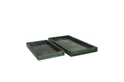 GREEN MARBLE TRAY WITH RAISED BORDER