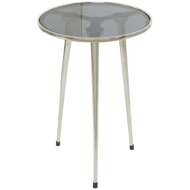 Silver Aluminum Contemporary With Tripod Legs Accent Table, 15