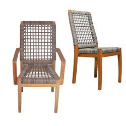 MILÁN SILLA PARA EXTERIOR SIN DESCANSABRAZOS NATURAL/CAFÉ