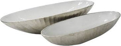 S/2 ALUMINUM 22/24" OVAL BOWL, SILVER