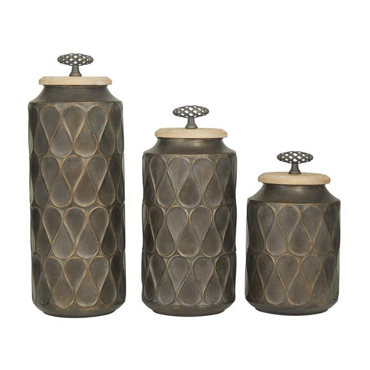 Bronze Metal Traditional Decorative Jars, Set of 3 16